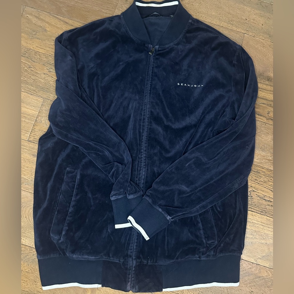 Sean John Velour Bomber Jacket Mens Size 2xLarge Y2K Streetwear Zip Up vintage